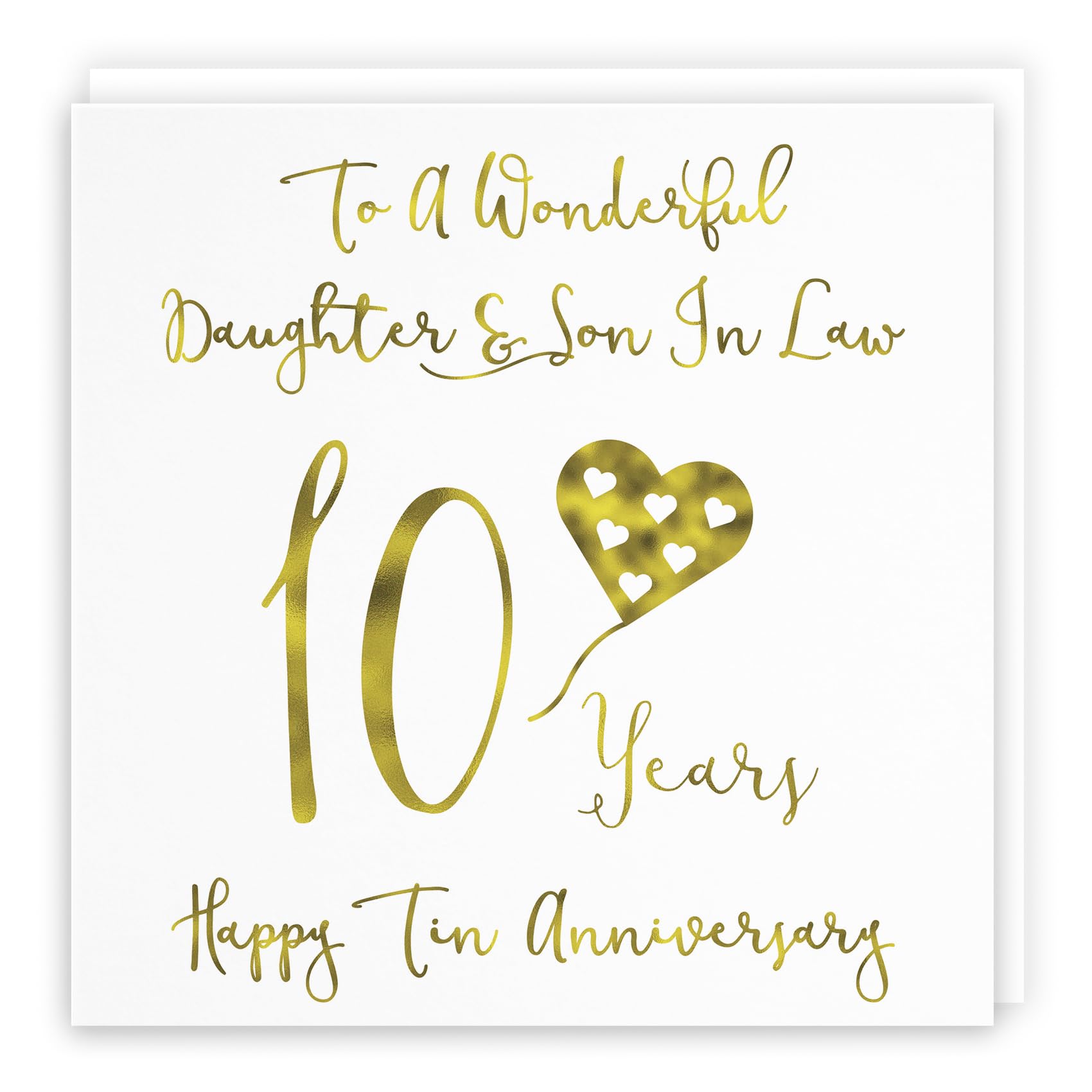Hunts England - Daughter And Son In Law 10th Anniversary Card - To A Wonderful Daughter & Son In Law - 10 Years - Happy Tin Anniversary - Milano Collection