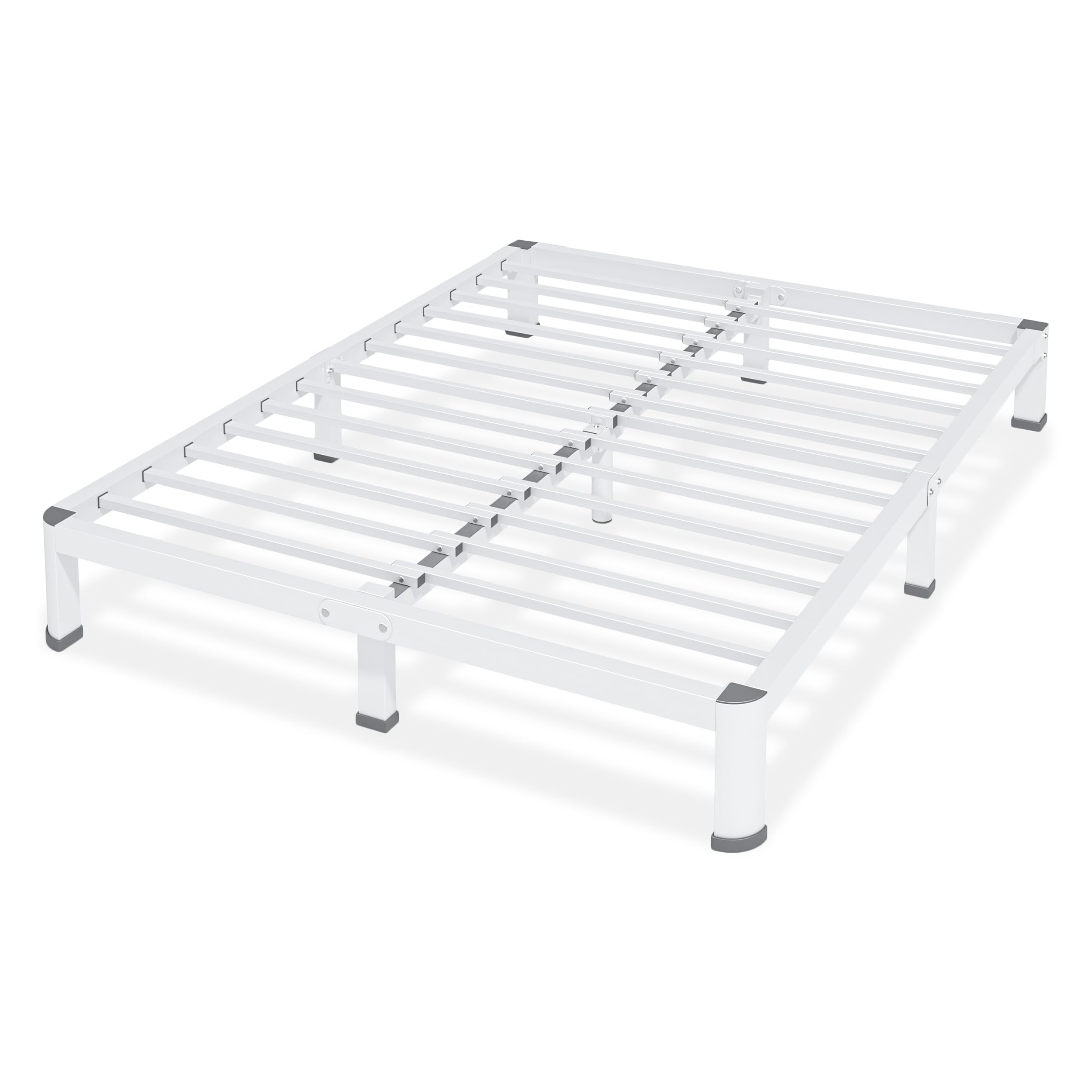 Superay 10 Inch Queen Size Metal Platform Bed Frame with Round Corners, Storage Space Under High Bed Frame-Heavy Duty Steel Slats Support, Noise Free - Easy Assembly - No Box Spring Needed, White
