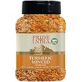 Pride of India - PACK of 6 - Turmeric Minced Whole – Gourmet Spice – Curcumin Rich Properties – No Additives Gluten – Easy to Use – 7 oz. Medium Dual Sifter Jar