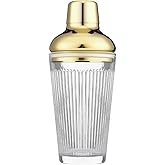 FayuuGem Glass Cocktail Shaker, Martini Shaker with Strainer for Bars, Whiskey, Cocktails 17oz (Gold)