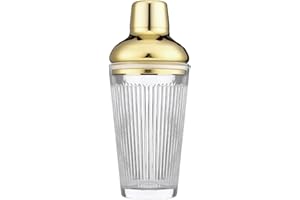 FayuuGem Glass Cocktail Shaker, Martini Shaker with Strainer for Bars, Whiskey, Cocktails 17oz (Gold)