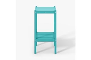 WestinTrends Malibu 36" Outdoor Adirondack HDPE 2-Tier Patio Side Table, Turquoise