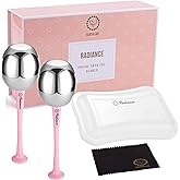 RADIANCE Ice Globes for Facials Skin Care - Cryo Globes, Non Shatter, Face Cooling Cold Stainless Steel, Cryo Freeze Tool Roller for Depuffing Eyes, Face Massage with a Storage Case & Polish Cloth