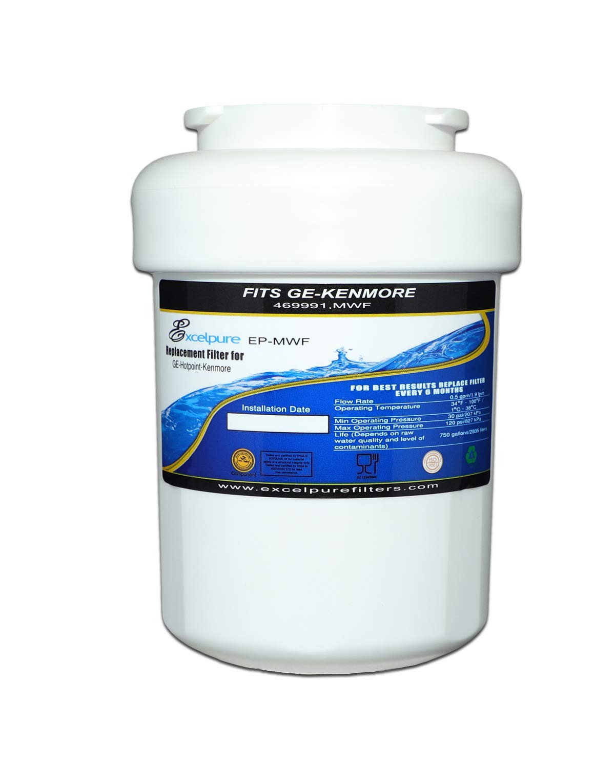 EXCELPURE EPMWF Replacement Refrigerator Water Filter, Compatible With
