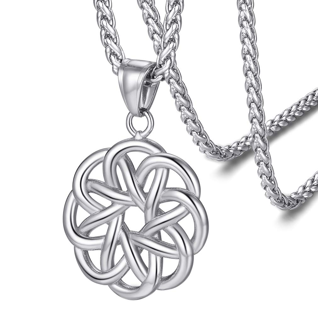 FaithHeart Celtic Necklace for Teen Girls Stainless Steel Knot Jewelry Charm for Luck Talisman Necklaces Norse Pendant Sturdy Chain Viking Gift for Mothers Day