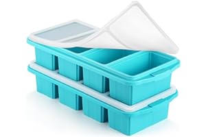 Ztomine Silicone Freezer Tray With Lid - Silicone Freezer Food Molds- Large Ice Cube Tray,Silicone Freezer Container,Freeze & Store Soup, Sauce, Broth,Leftovers - Makes 4 Perfect 1 Cup