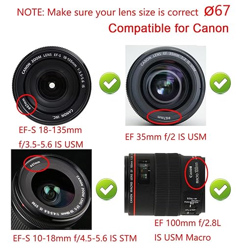 67MM Lens Cap Cover for Canon 77D 90D w/ EF-S 18-135mm Lens Cap