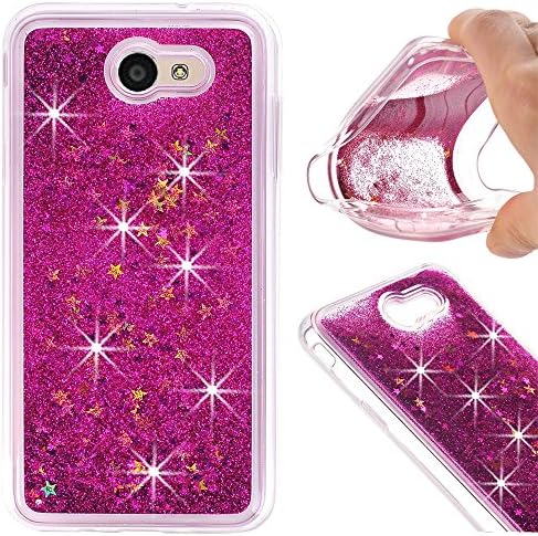 Galaxy J7 Prime Case, Nicelin Creative Design Built-in Flowing Liquid and Floating Luxury Bling Glitter TPU Soft Case for Samsung Galaxy J7 Prime (Rose)