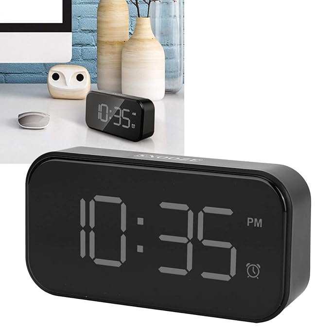 Portable Bedside Clock, Digital Touch Clock, LED Digital Clock, USB for Bedroom with LED Mirror