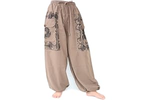 Siamrose Baggy Yoga Harem Pants Men Women Casual Lounge Trousers, 2 Big Pockets, One Size. Elastic Waist