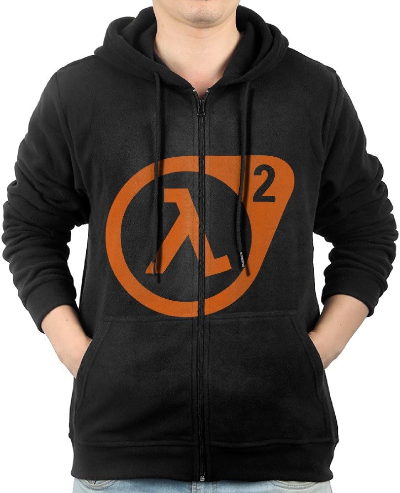 LuosisiJia Hoodie Sweatshirt Men's Half Life Logo Long Sleeve Zip-up Hooded Sweatshirt Jacket