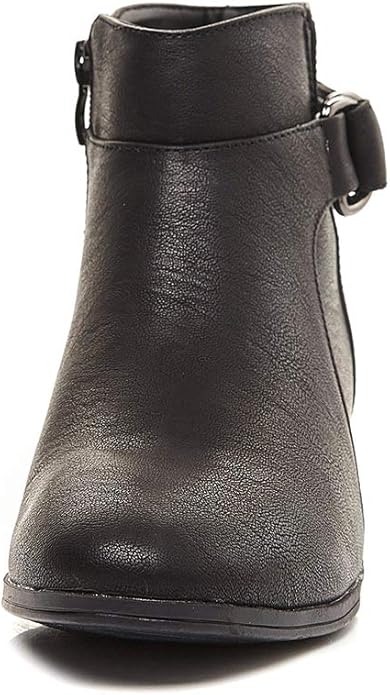 Savaii Women's Low Chunky Heel Round Toe Side Zipper Ankle Booties