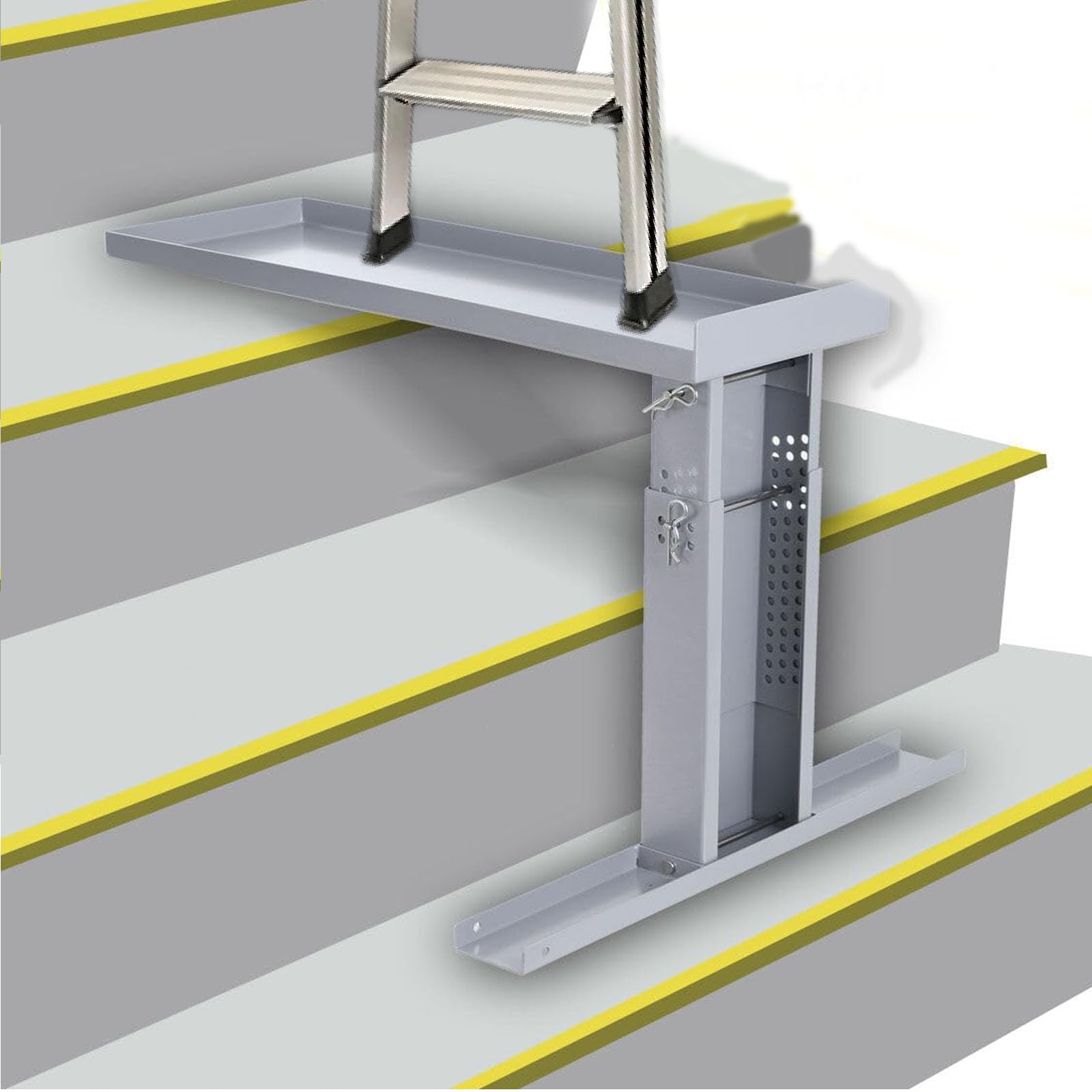 SUDEG Ladder Leveller for Stairs, Adjustable Height Ladder Aide, Non Slip Ladder Stabilizer Legs Ladder Leg Leveler for Straight Ladders,Suitable Ladder Feet: Max. 7.48" ×21.97" (W×L)