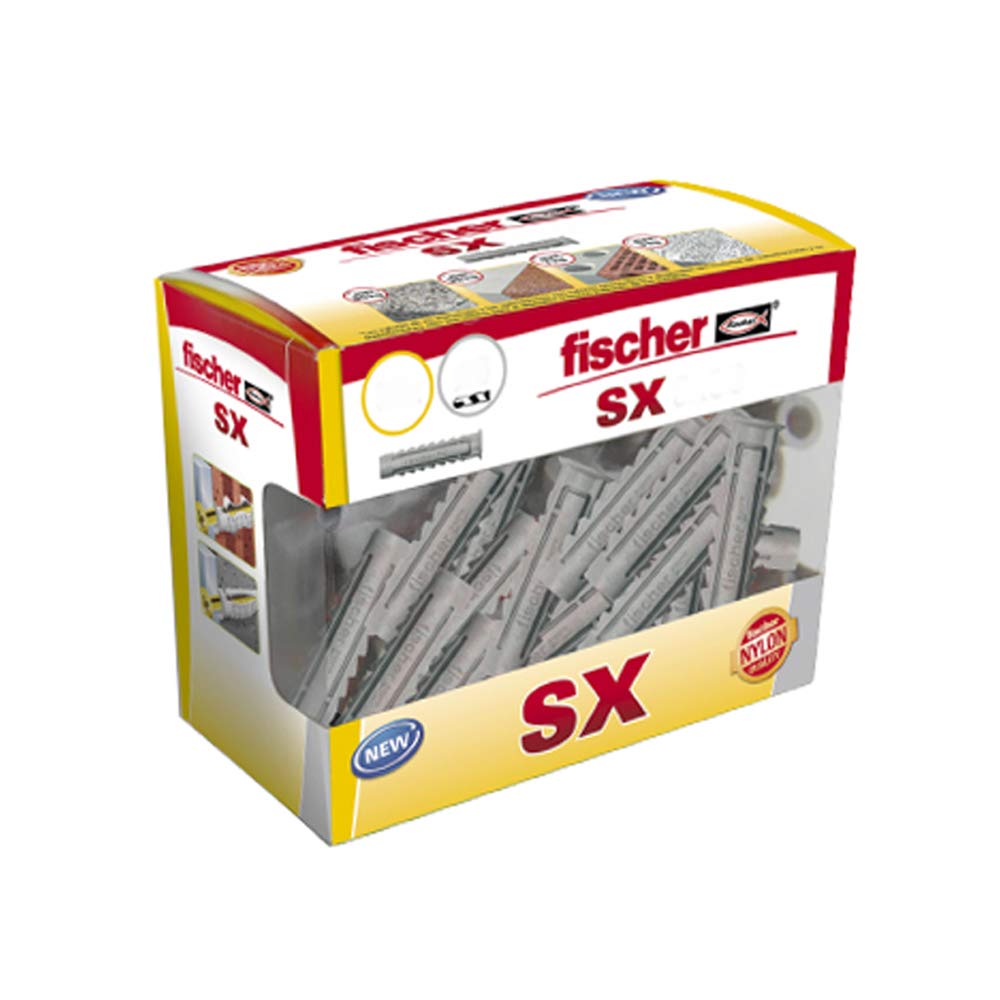 fischer - Concrete Wall Plugs SX 8 x 40 for Fixing Lamps, Pictures, Box Studs 60 Units
