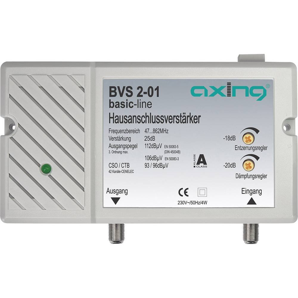 Axing BVS 2-01 house connection amplifier 25 dB for digital cable television (47-862 MHz)