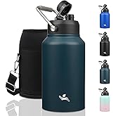 Konokyo Jug with Handle,87 oz Insulated Water Bottle with Carrying Pouch, Double Wall Vacuum Stainless Steel Metal Bottle,Navy blue