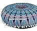Third Eye Export Boho Room Decor Aesthetic: Vintage Indie Blue 32 Inches Indian Mandala Round Pillows Meditation Cushion Cover, Perfect for Cottagecore Hippie Room Decor (Blue 1)