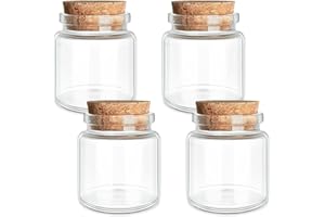 JIUYUE 4 pcs 50 ml Glass Bottles with Cork,Storage Bottles for Liquids(1.7 oz-1.85x1.96 inch)