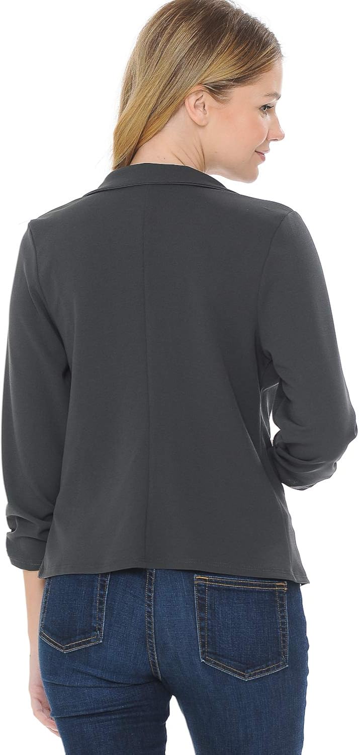 MINEFREE Women's 3/4 Sleeve Lightweight Casual Work Knit Blazer Jacket (S-3XL) at  Women’s Clothing store