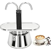 YIHAOSSING Stainless Steel Moka Pot,2 Cup Stovetop Double Spout Espresso Maker, Easy to Operate, Making Coffee Quickly,100ML Moka Pot for Home Outdoor Camping