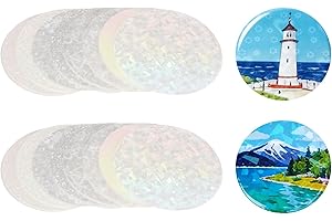 MECCANIXITY 200 Pcs Badge Protective Film for 75mm/3in Badge Button Maker, 85mm/3.3in Badges Pin Glittering Film Clear Hologr