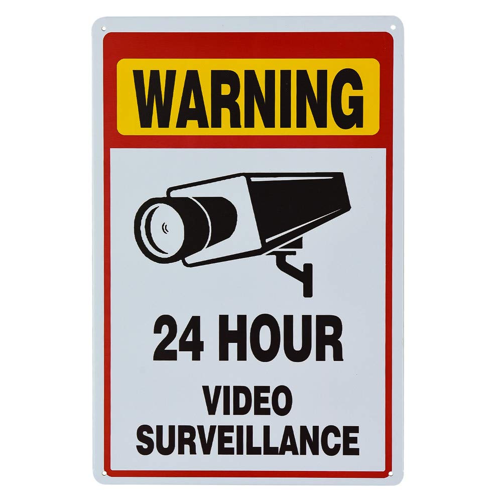 不适用 No Trespassing Warning Sign, 24 Hour Video Surveillance | CCTV Security Camera Alert for Home or Business
