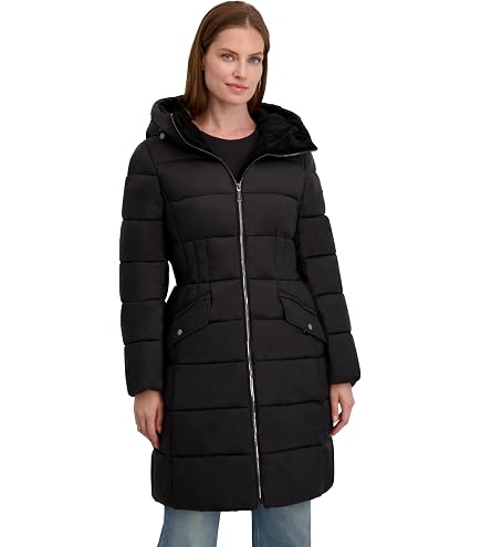 Amazon.com: Laundry by Shelli Segal Womens Faux-Fur Trim Hooded
