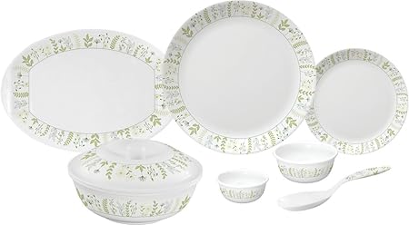 Servewell Herbs Urmi Melamine Dinner Set, 31-Pieces, White