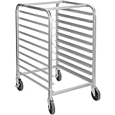 HALLY SINKS & TABLES H Bun Pan Rack 10 Tier with Wheels, Commercial Bakery Racking of Aluminum for Full & Half Sheet - Kitchen, Restaurant, Cafeteria, Pizzeria, Hotel and Home, 26" L x 20" W x 38" H