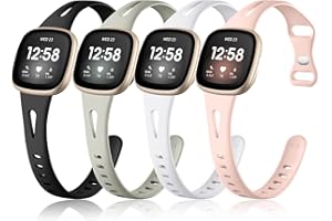 Ouwegaga Slim Band Compatible with Fitbit Sense/Sense 2/Fitbit Versa 3/Versa 4 Bands for Women Men, Soft Watch band with Brea