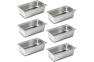 Aplancee 6-Piece Full Size Steam Table Pan Set 6 Inch Deep - Anti-Jamming Stainless Steel Hotel Food Pan, Dishwasher Safe & Oven Safe for Catering, Buffet, Salad & Restaurant Use