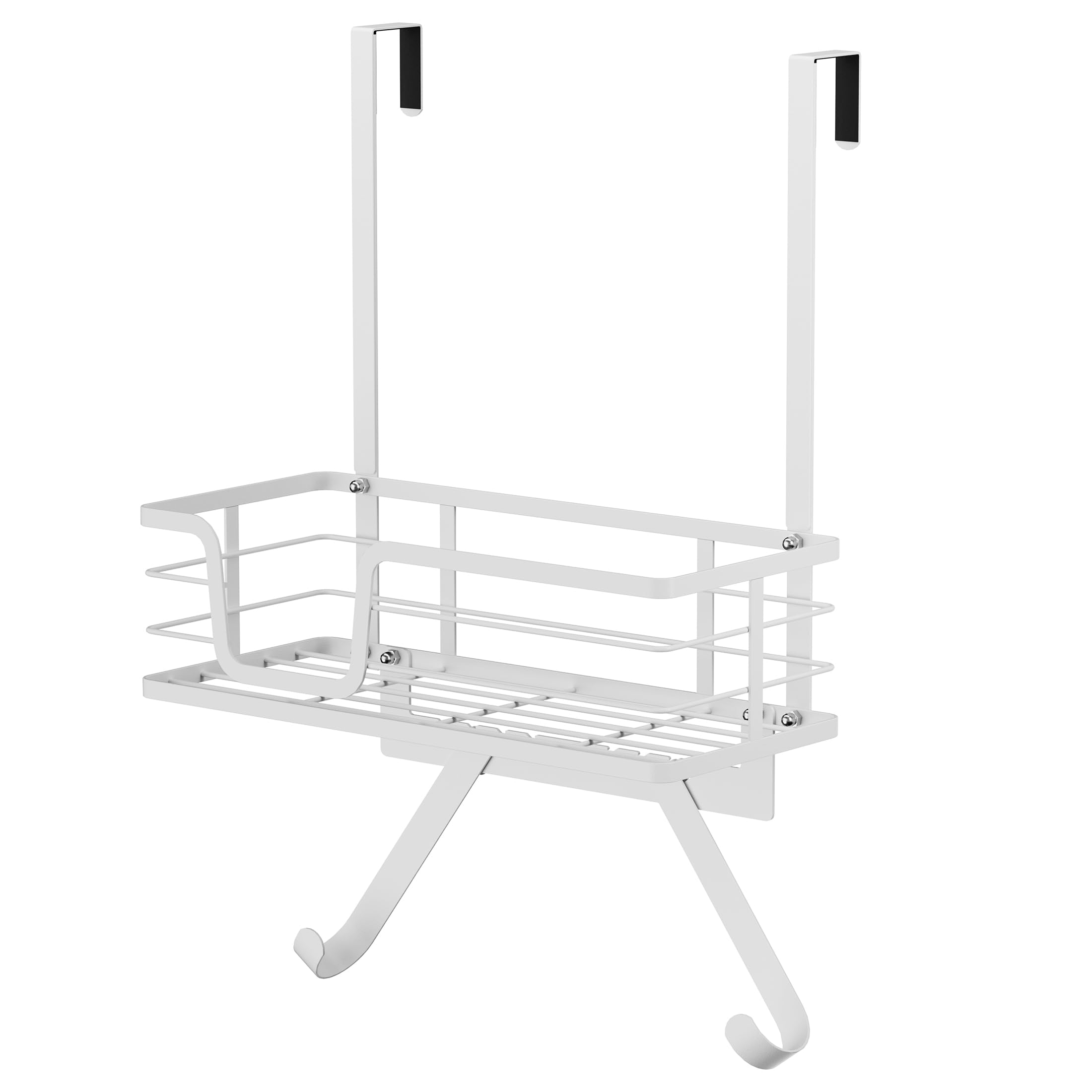 KES Over The Door Ironing Board Holder, Ironing Board Hanger Over Door Organizer with Storage Shelf Y and T Shaped Fits for 1 3/8 Doors White, HIR501A-WH