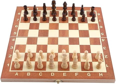 Amazon Com Thur Amo Folding Wooden Chess Set With Storage Box 3 In 1 International Board Chess Checkers 34 X 34 Cm Home Kitchen