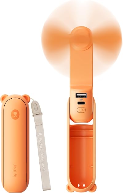 JISULIFE 3 in 1 Handheld Mini Fan USB Rechargeable 12-19 H Power Bank