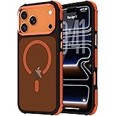 LLZ.COQUE Magnetic for iPhone 17 Pro Case, Compatible with Magsafe, Bumper Protective Cover, Slim Shockproof Anti-Scratch Translucent Matte Men Women Phone Case for iPhone 17 Pro 6.3", Orange