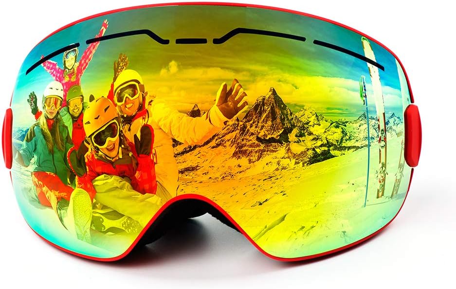 Speefish Ski Snowboard Goggles, Anti-Fog OTG UV Protection Snow Goggle for Men Women Youth Helmet Compatible