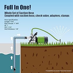 Green Expert 13FT x 1” ID Suction Hose with Check