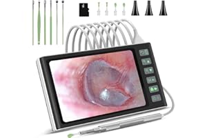 Digital Otoscope with 7 Inch IPS Screen, Hiacinto Ear Wax Removal Tool Camera, 3.9mm HD Ear Scope Otoscope with Light, Ear Camera and Wax Remover, Supports Photo Snap and Video Recording, 32GB Card