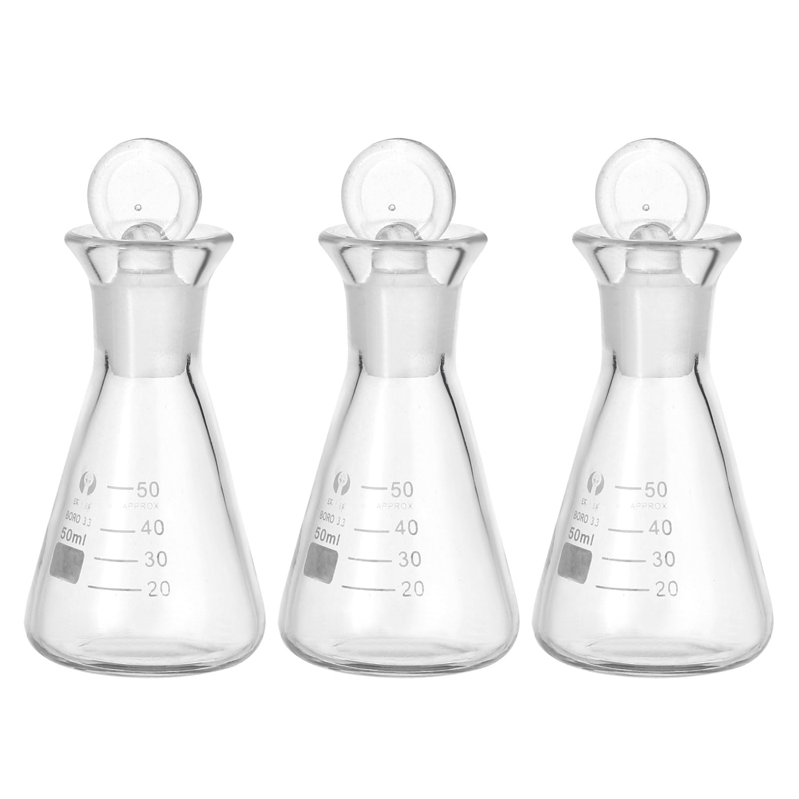 PATIKIL Erlenmeyer Flask, 3 Pcs 50ml 1.7oz Narrow