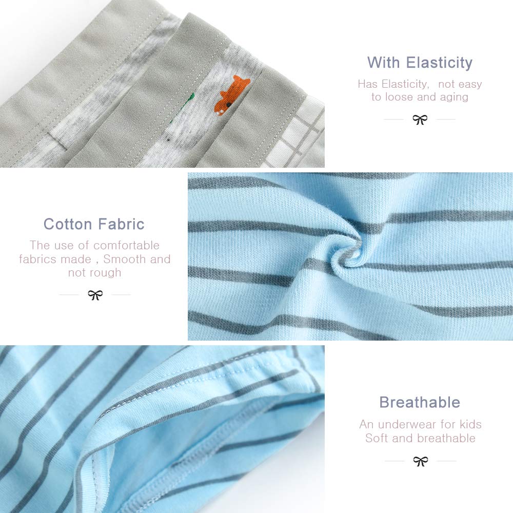 slaixiu Soft Cotton Kids Underwear Cartoon Boys Boxer Briefs 4-Pack (UW75-No.8-120)