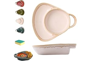 Soup and Sandwich Plate Combo, Soup and Sandwich Bowl with Retro Handle, Easy to Clean, Stoneware Dual Compartment Soups & Si