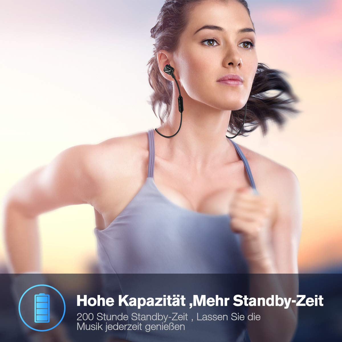 POWERADD Bluetooth Kopfhörer Sport Kopfhörer Bluetooth 4.1 leicht Wireless Ohrhörer wasserdicht IPX4 mit Mikrofron für iPhone, iPad, Samsung, Huawei, HTC und weiter Bluetooth-Gerät