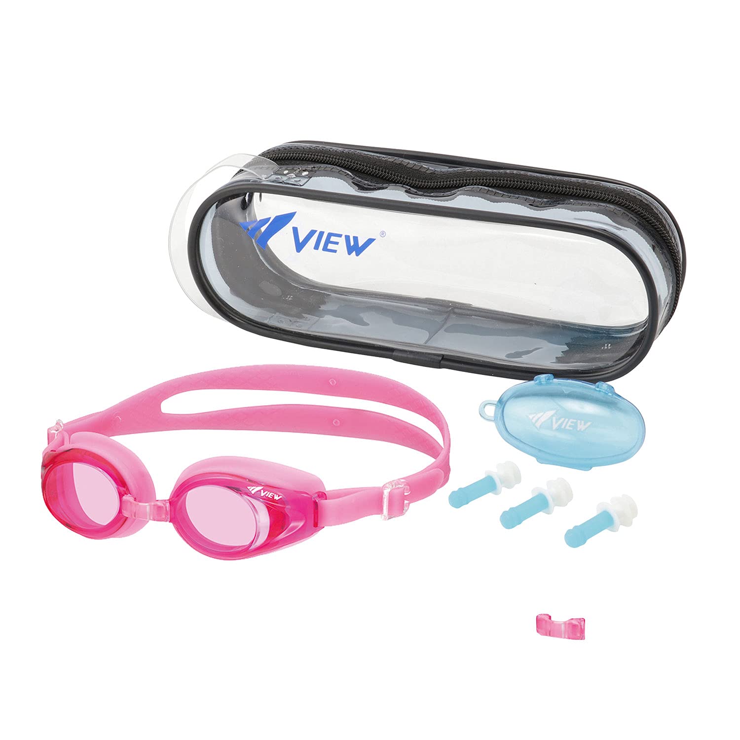 [ビュー] 【Amazon.co.jp 限定】 子ども用 スイミングゴーグル 2点セット ゴーグル(VJ710J P) P 対象4歳~9歳 抗菌仕様+耳栓 (EP408J) 【日本製】 ピンク VA1603商品画像