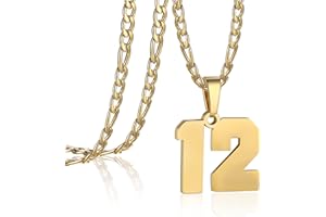 AIAINAGI Number Necklace for Men Stainless Steel Athletes Number Charm Pendant Personalized Sports Jewelry for Boy Basketball Baseball Football