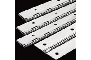 EVANCENT 4Pack Heavy Duty Piano Hinge, 2" Open Width x 16" Continuous & Piano Hinges, 0.06” Thick Stainless Steel Piano Hinge with Holes, Polished Stainless Furniture Hinges for Cabinet Door Cases Woodworking