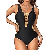 Aqua Eve Women Sexy One Piece Swimsuits Plunge Deep V Neck Cutout Bathing Suits