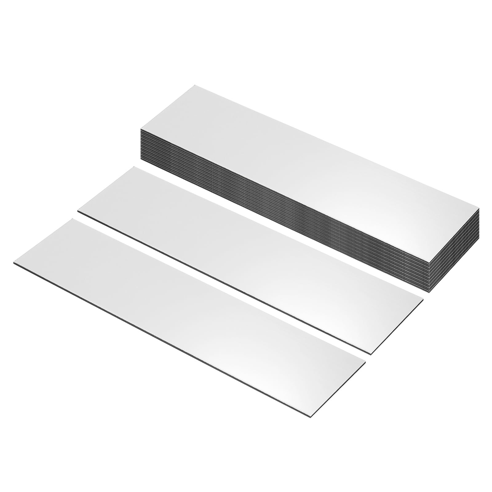 PATIKIL 8"x2" Blank Name Plates, 30 Pack Custom Engraved Name Plate Rectangle Laser Engraving Blanks for Personalized Nameplates Office Door DIY Painting Supplies, Silver, Black