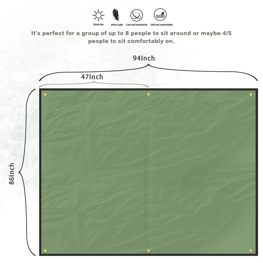Camping Tarp Picnic Blanket AOPETIO-Rain Shed Sunshade Waterproof Multi-purpose Tent Accessories with Drawstring Carrying Bag