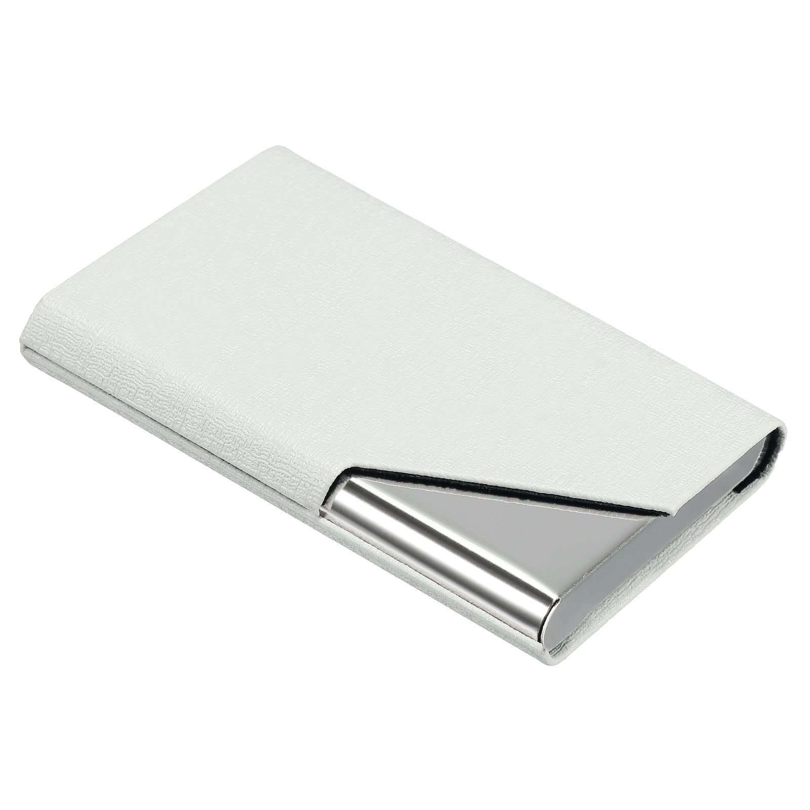 PATIKIL Business Card Holder, PU Leather Flip Slim Name Cards Protector Case for Women Men, White