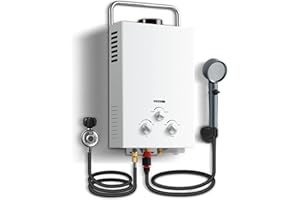 AMZGACHFKTCH Outdoor Propane Tankless Water Heater - 6L 1.58 GPM Portable Gas Water Heater with Handle & Overheating Protection, Instant Hot Water for RV Cabin Camping Boat Barn